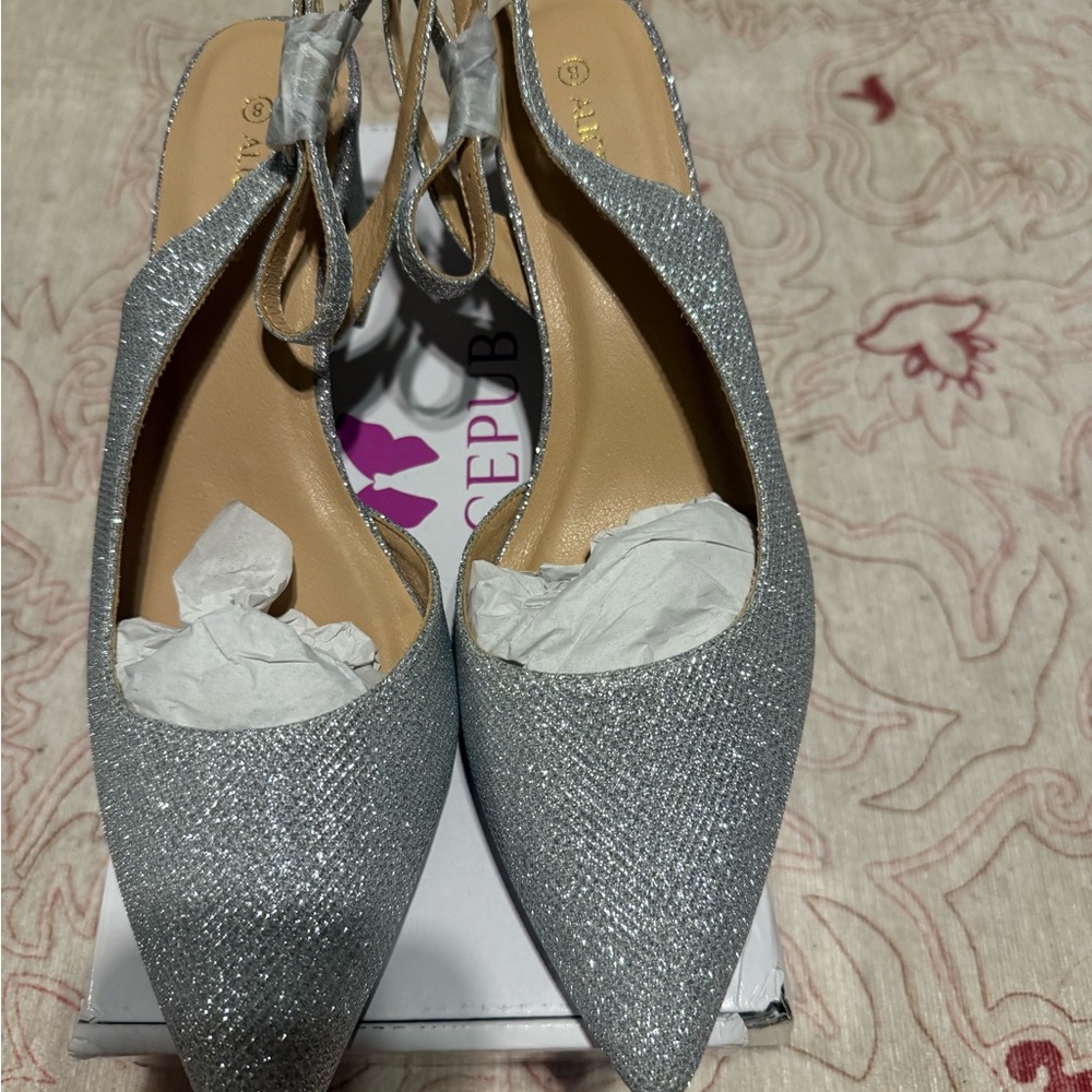 Shoe Republic LA Glittering Silver Heels